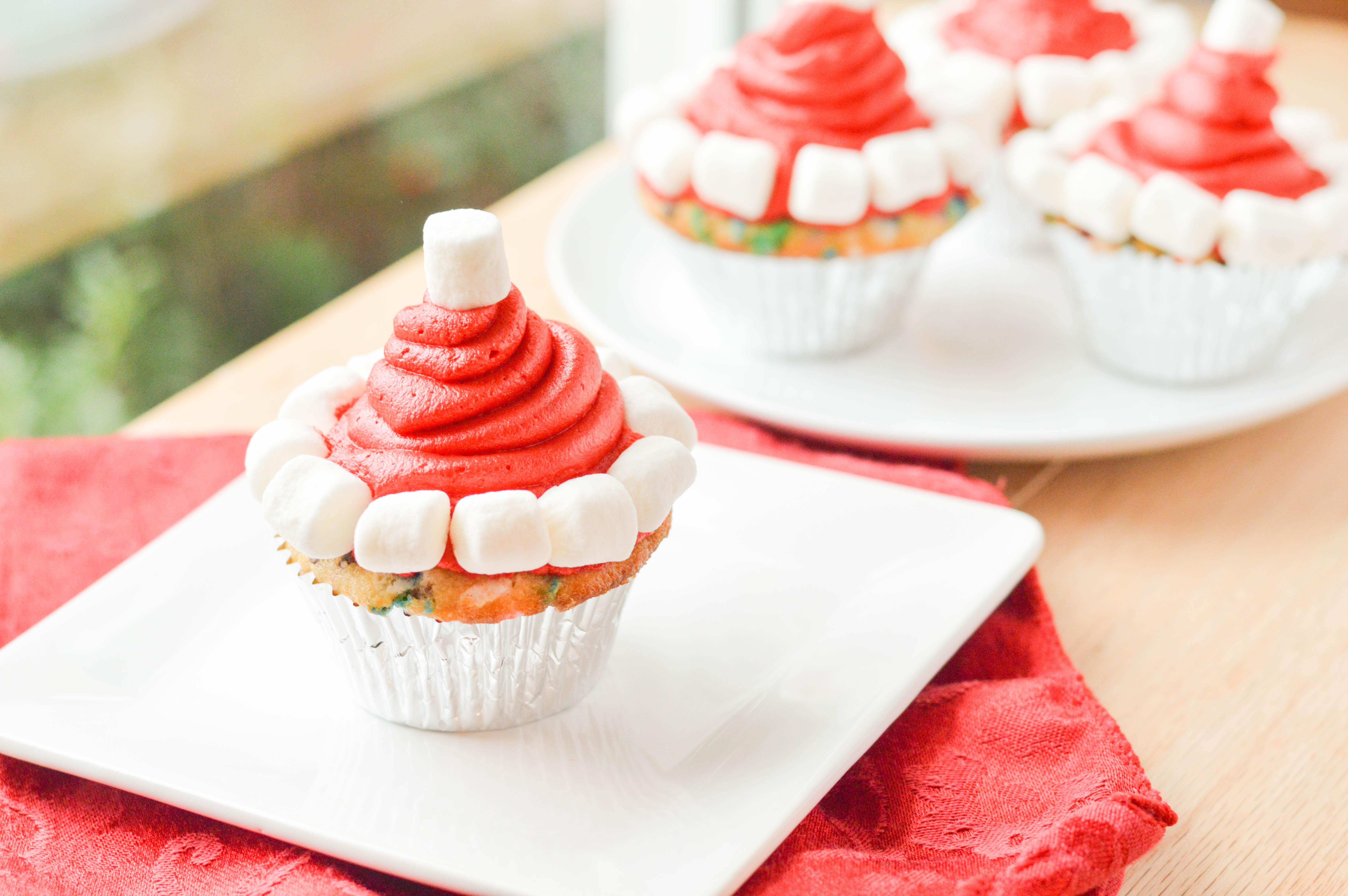 Santa Hat Cupcakes